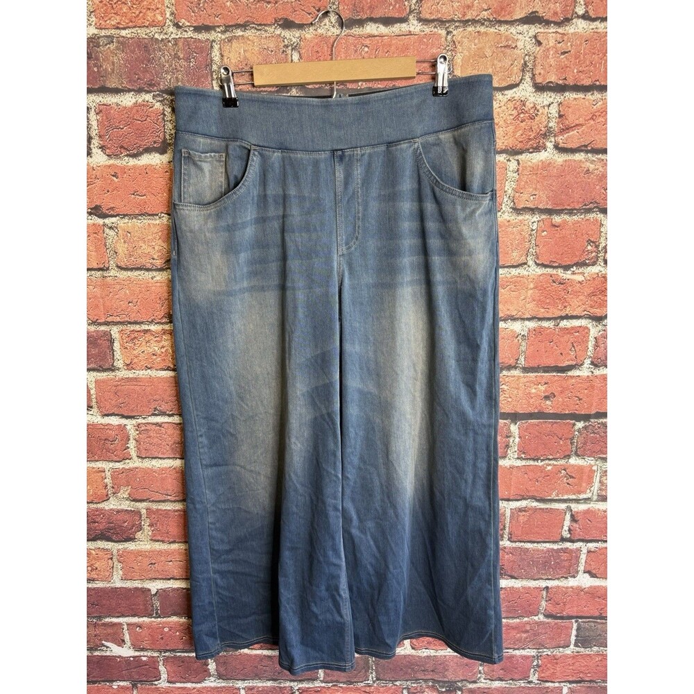 NWT Halara Flex Denim Wide Leg Jeans XXL Petite Pull On Stretch Light Wash